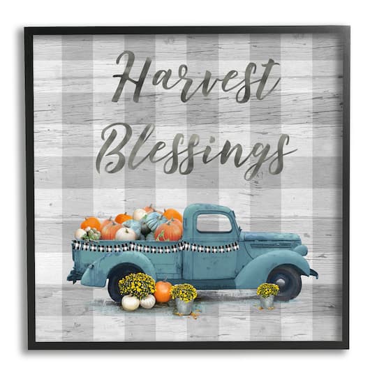 Stupell Industries Harvest Blessings Fall Pumpkin Truck Framed Giclee Art